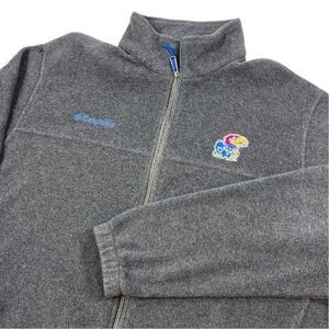 Kansas Jayhawks Jacket Mens XL Gray Columbia Full Zip Fleece University